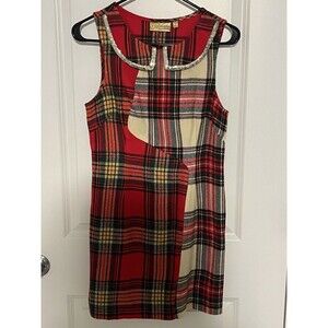 Y2K Vera Wang Princess Juniors Size 5 Red Plaid Tartan Mini Shift Dress